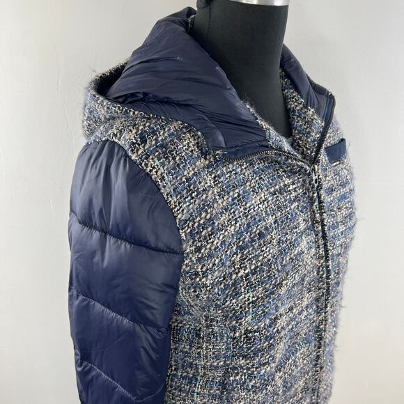 Members Only Women's Tweed Quilted Full Zip Bomber Jacket Navy Blue Sz M Medium - Picture 4 of 9